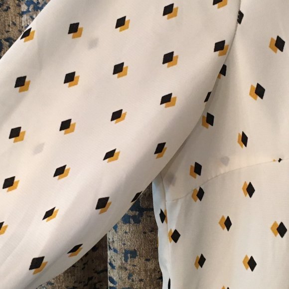 Retro 70s Mock Neck Diamond Print Secretary Blouse - Picture 5 of 16